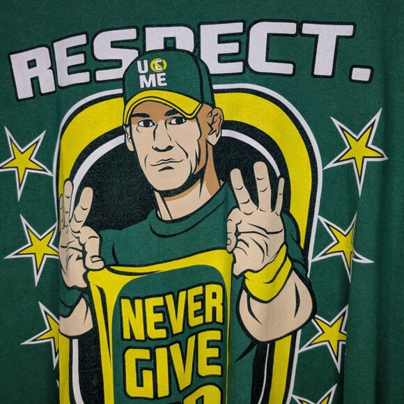 WWE John Cena “Never Give Up” Green Graphic T-Shirt – Size XL - Picture 3 of 7